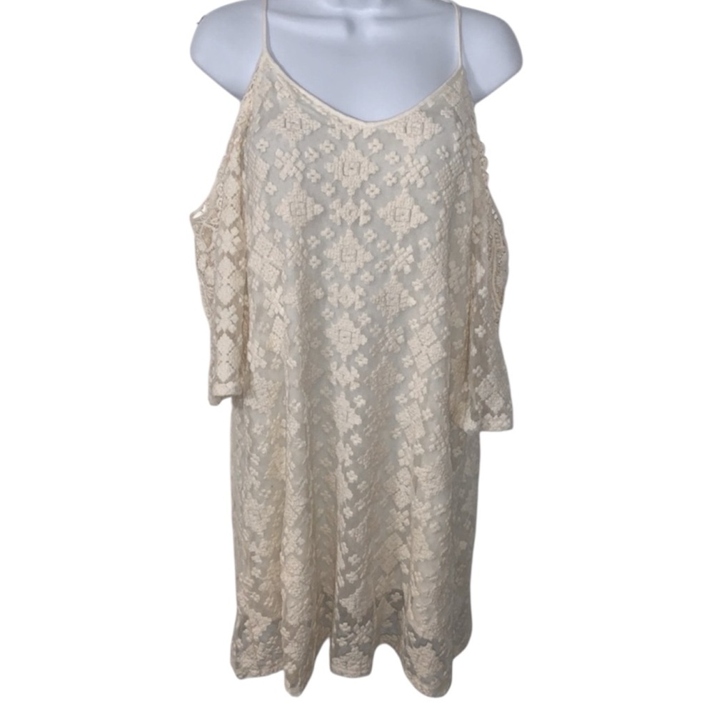 Skies Are Blue Crochet Lace  Over-lay Beautiful Vintage Inspo Bohemian Dress